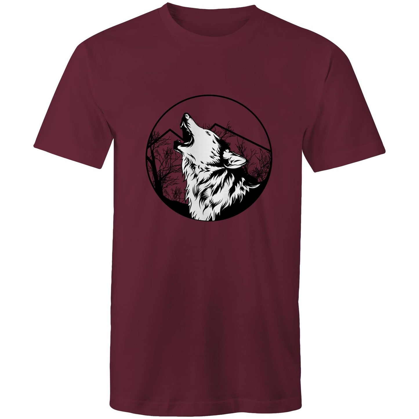 Men's Earthfolk Printed T shirt - Howling Wolf - The Crescent Moon