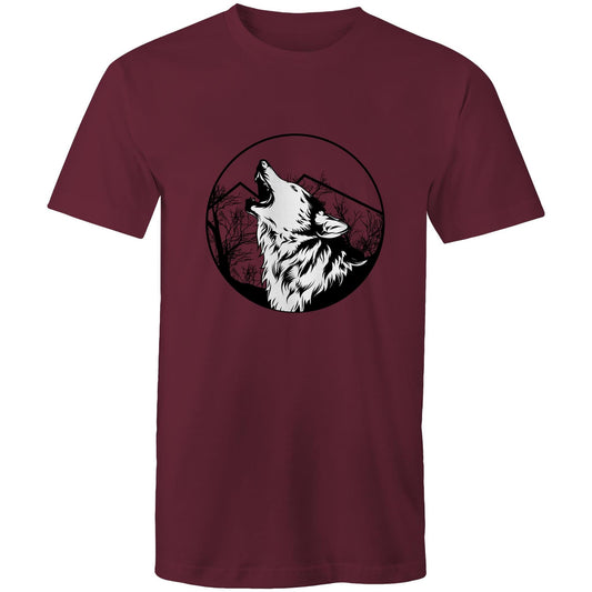 Men's Earthfolk Printed T shirt - Howling Wolf - The Crescent Moon