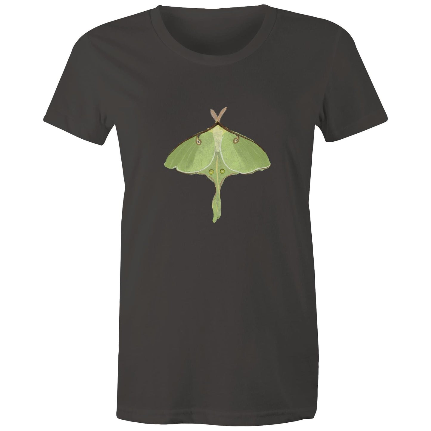 Earthfolk Printed T shirt - Women's Relaxed Fit - Luna Moth - The Crescent Moon