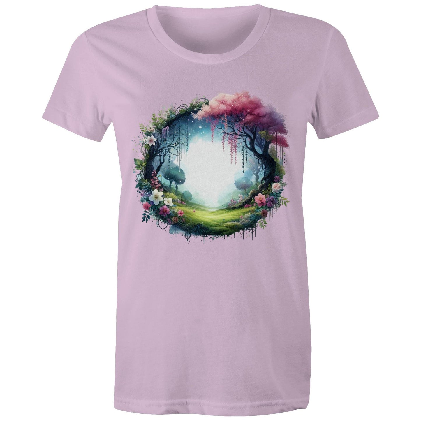 Women's Earthfolk Printed T shirt - Magickal Portal - The Crescent Moon