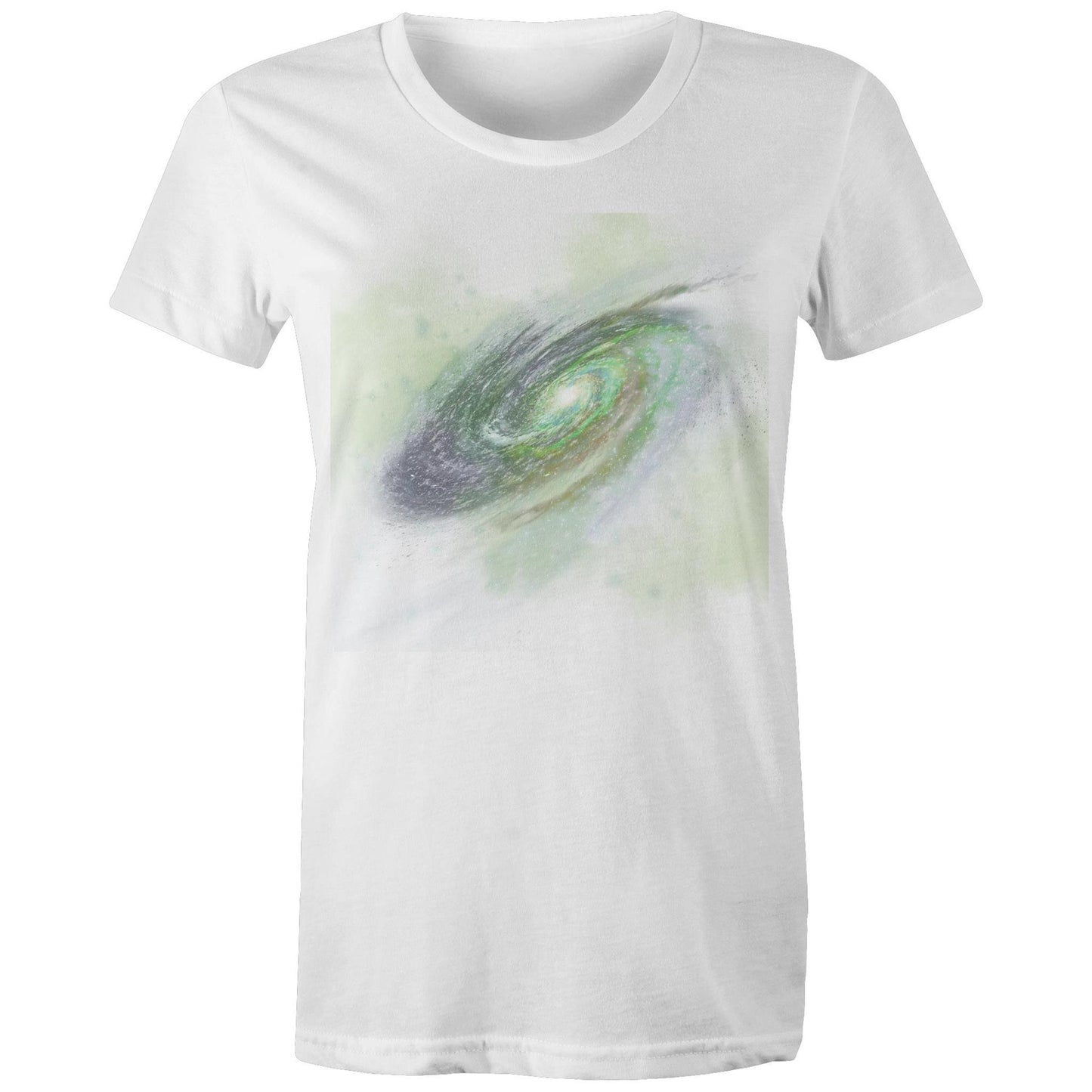 Women's Earthfolk Printed T shirt - Green Galaxy - The Crescent Moon