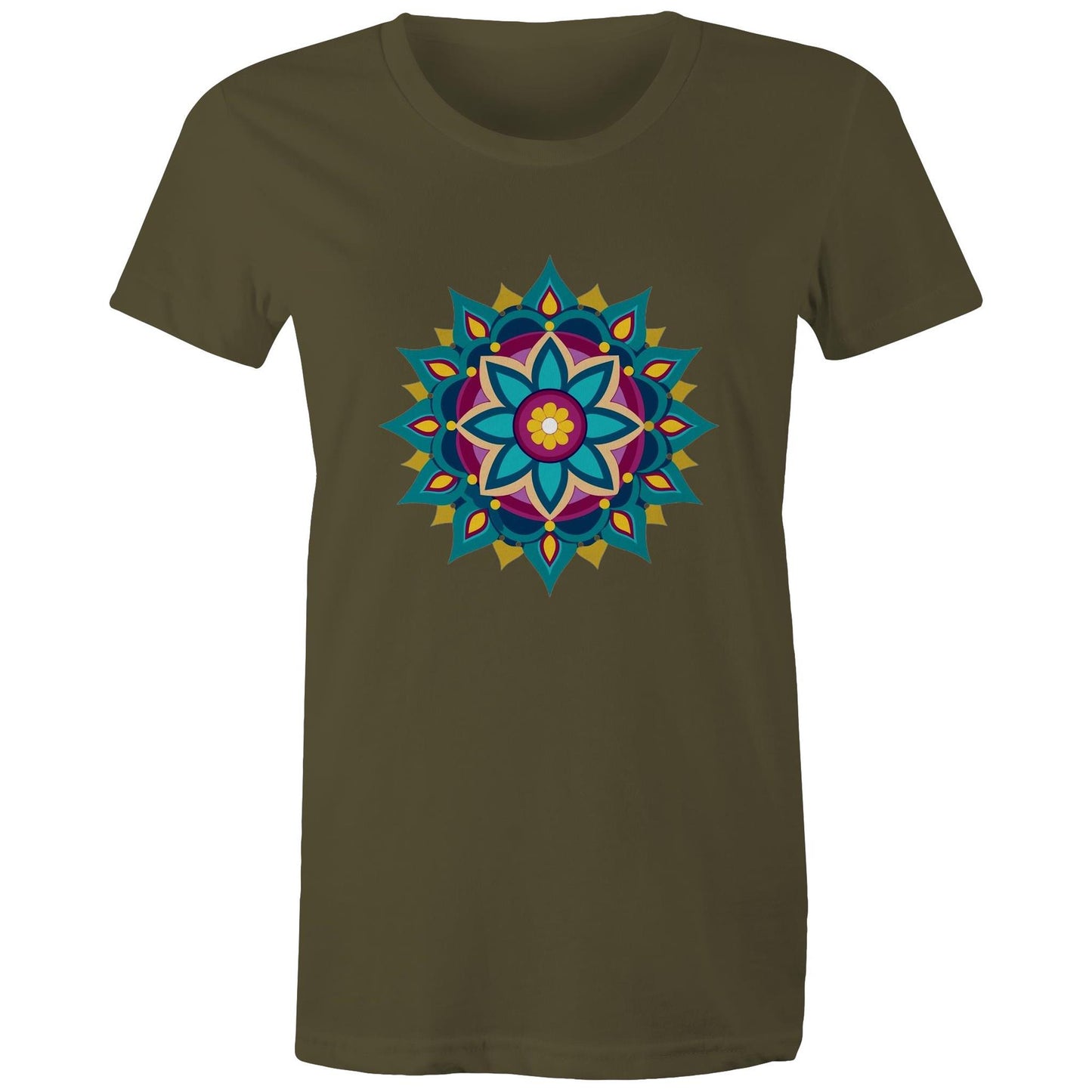 Women's Earthfolk T shirt - Mandala Blue - The Crescent Moon