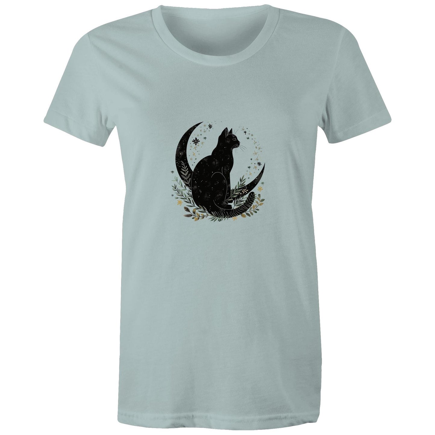 Earthfolk Printed T Shirt - Women's Relaxed Fit - Moon Cat