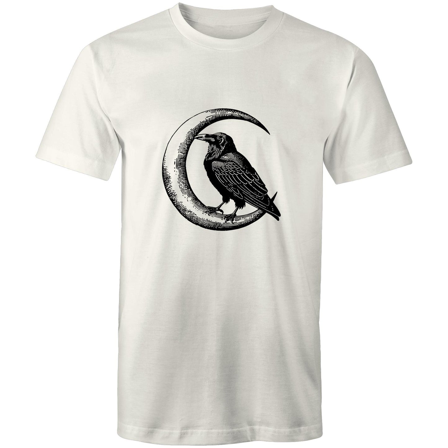 Men's Earthfolk Printed T shirt - Crow and Moon - The Crescent Moon