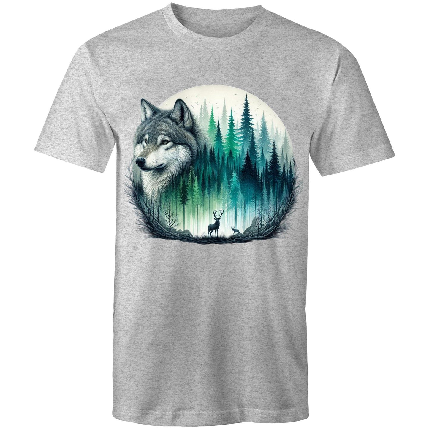 Men's Earthfolk T shirt - Wolf Landscape - The Crescent Moon