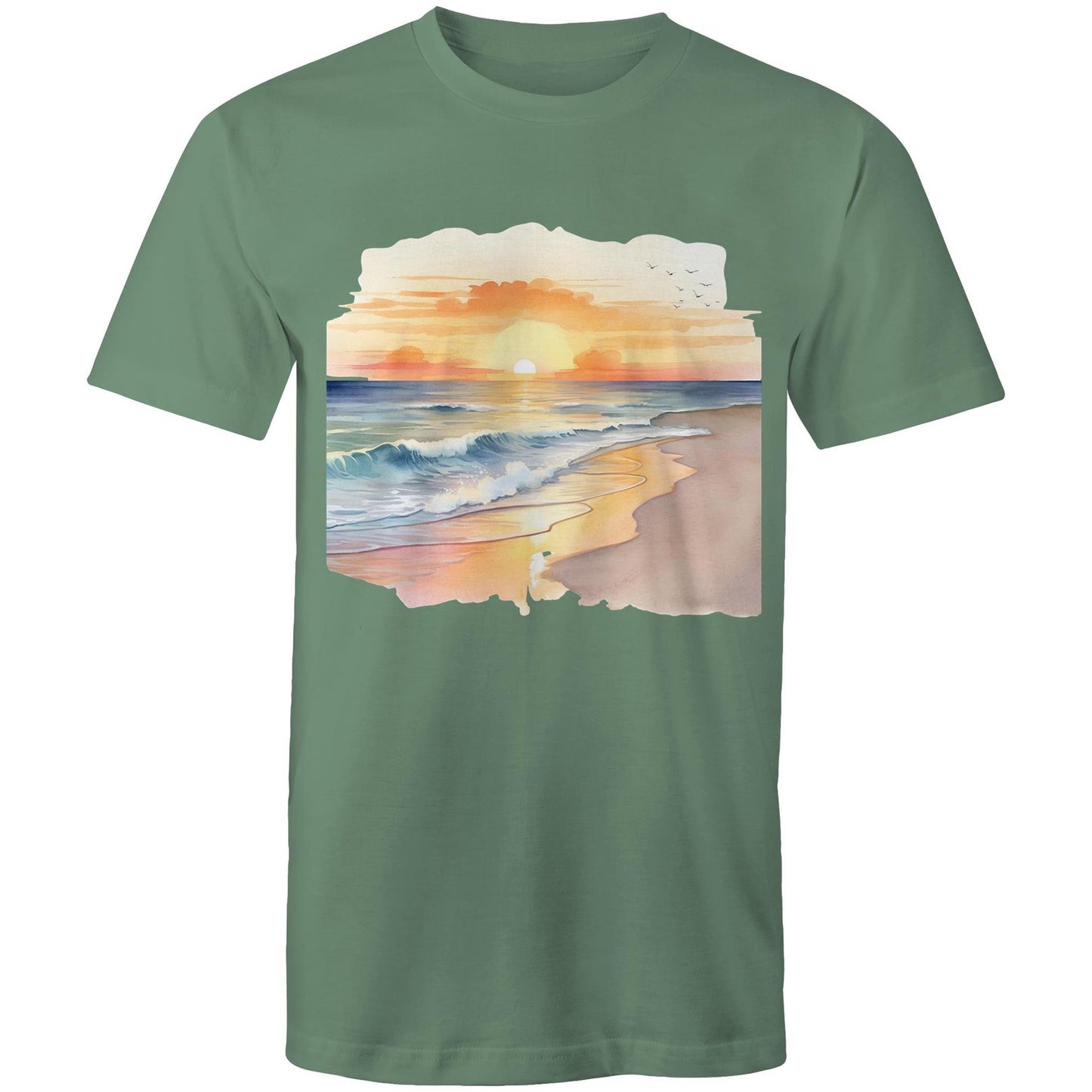 Men's Earthfolk Printed T shirt - Water colour Sunset - The Crescent Moon