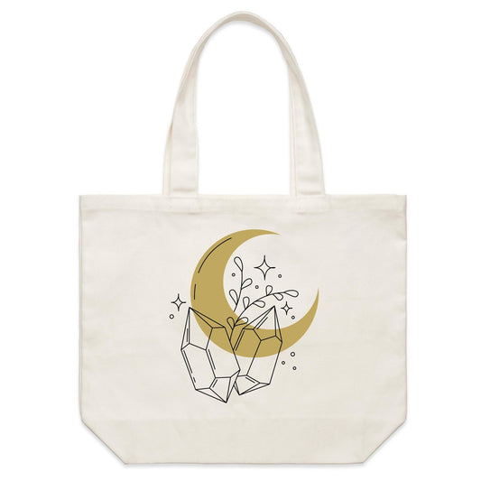 Earthfolk Canvas Tote Bag - Crystal Moon - The Crescent Moon