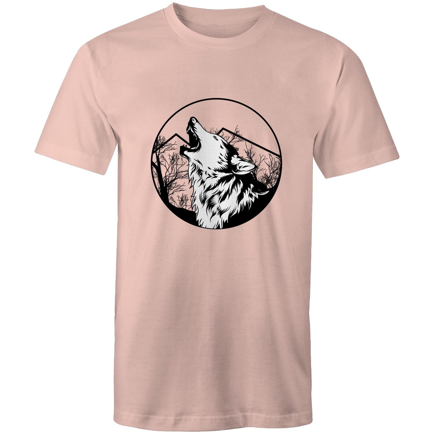 Men's Earthfolk Printed T shirt - Howling Wolf - The Crescent Moon