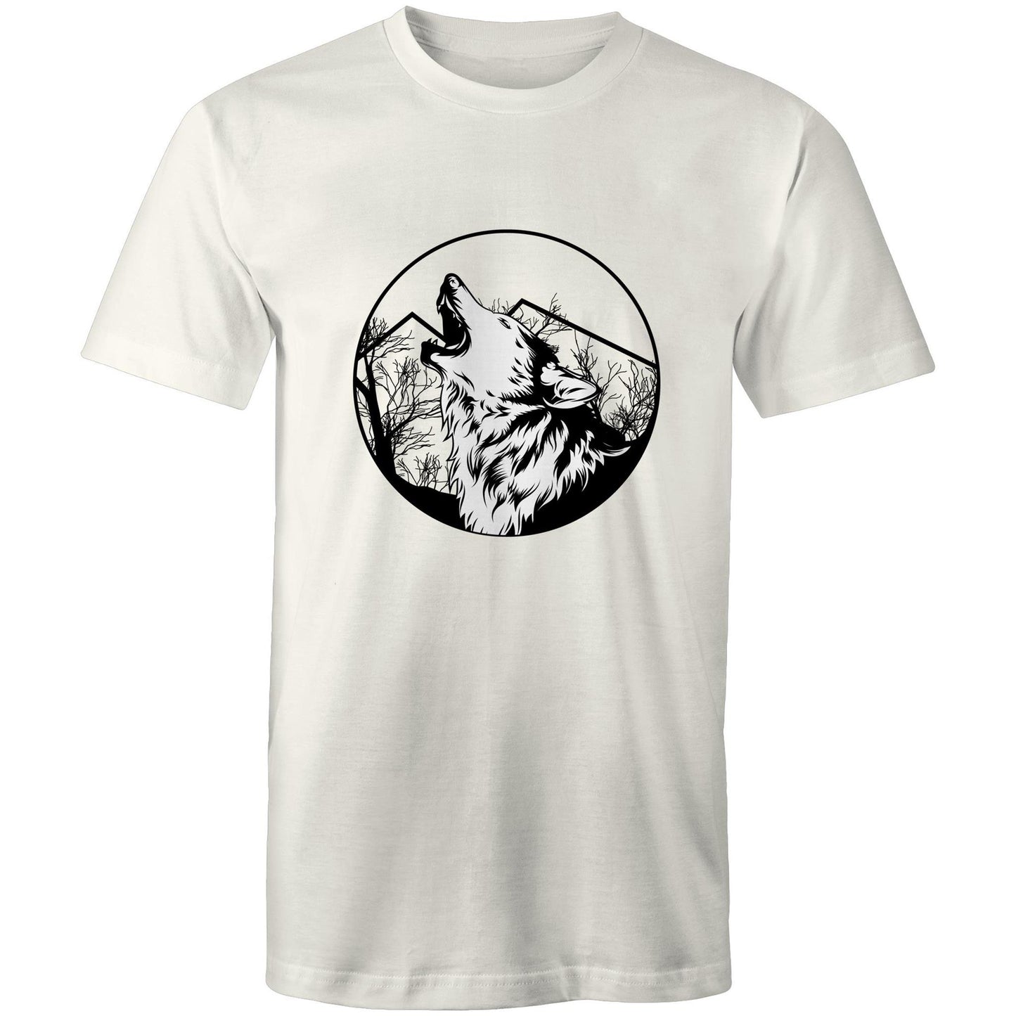 Men's Earthfolk Printed T shirt - Howling Wolf - The Crescent Moon