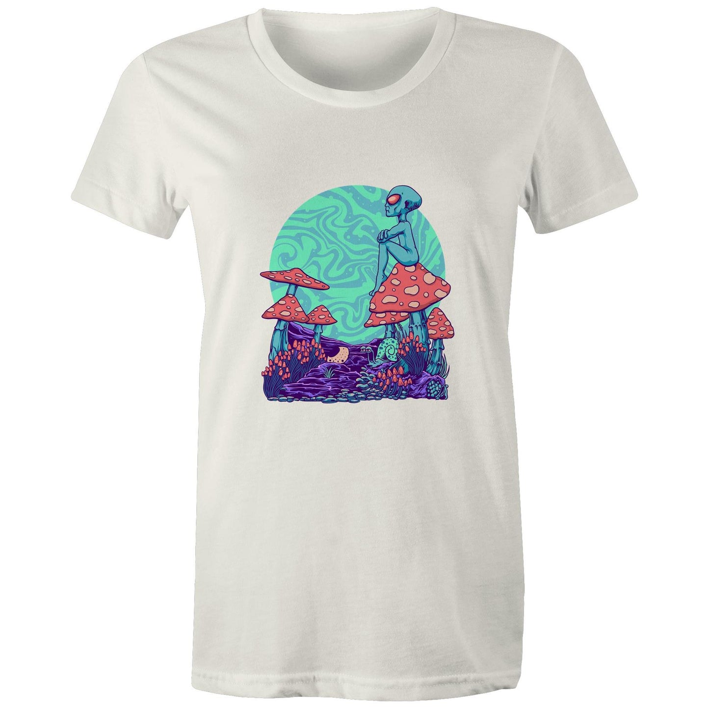 Women's Earthfolk T shirt - Trippy Vibes - The Crescent Moon