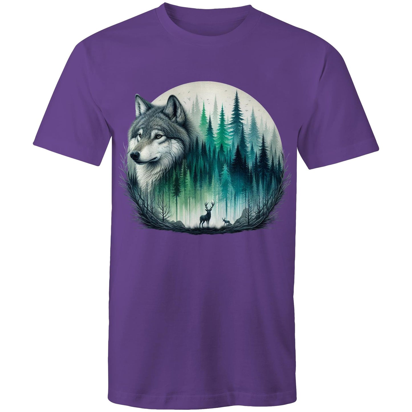 Men's Earthfolk T shirt - Wolf Landscape - The Crescent Moon