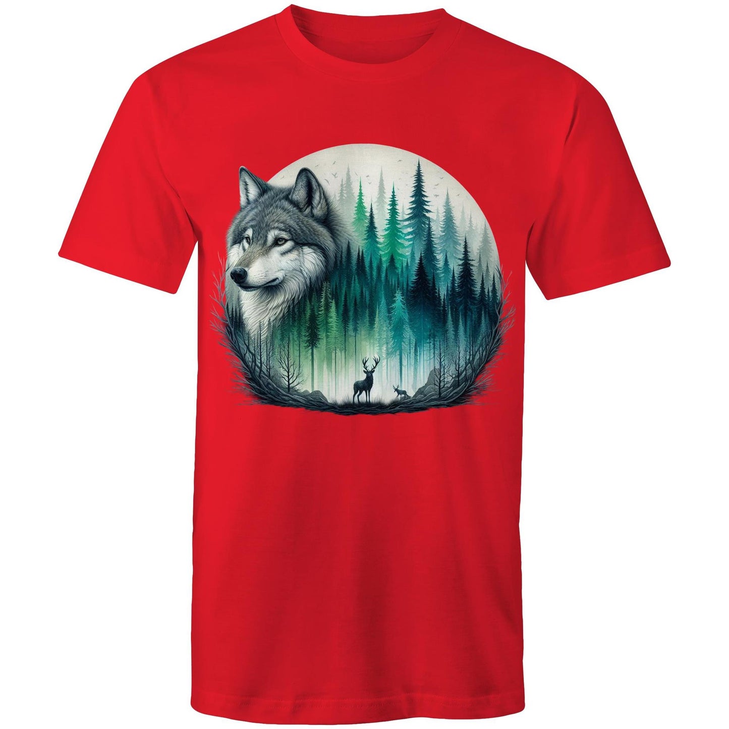 Men's Earthfolk T shirt - Wolf Landscape - The Crescent Moon