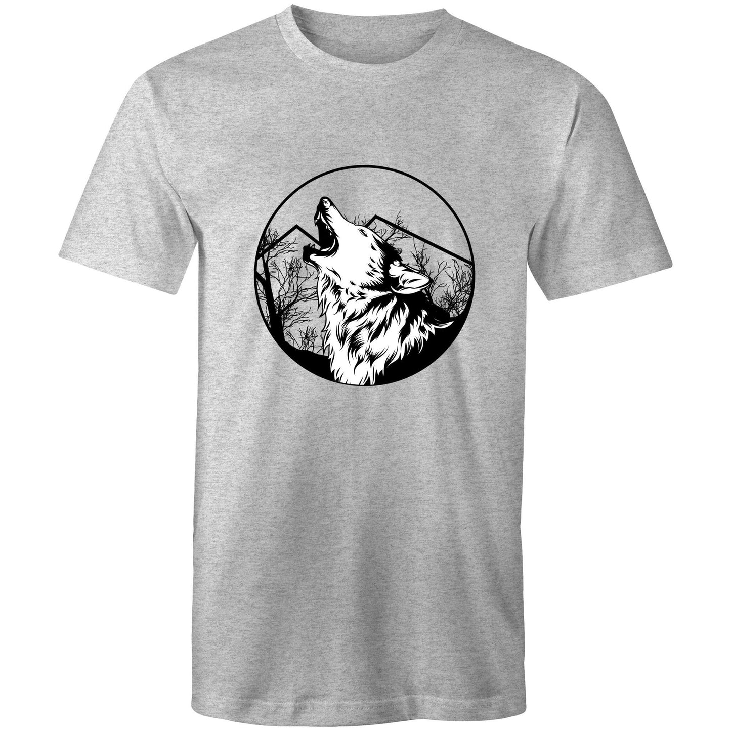 Men's Earthfolk Printed T shirt - Howling Wolf - The Crescent Moon
