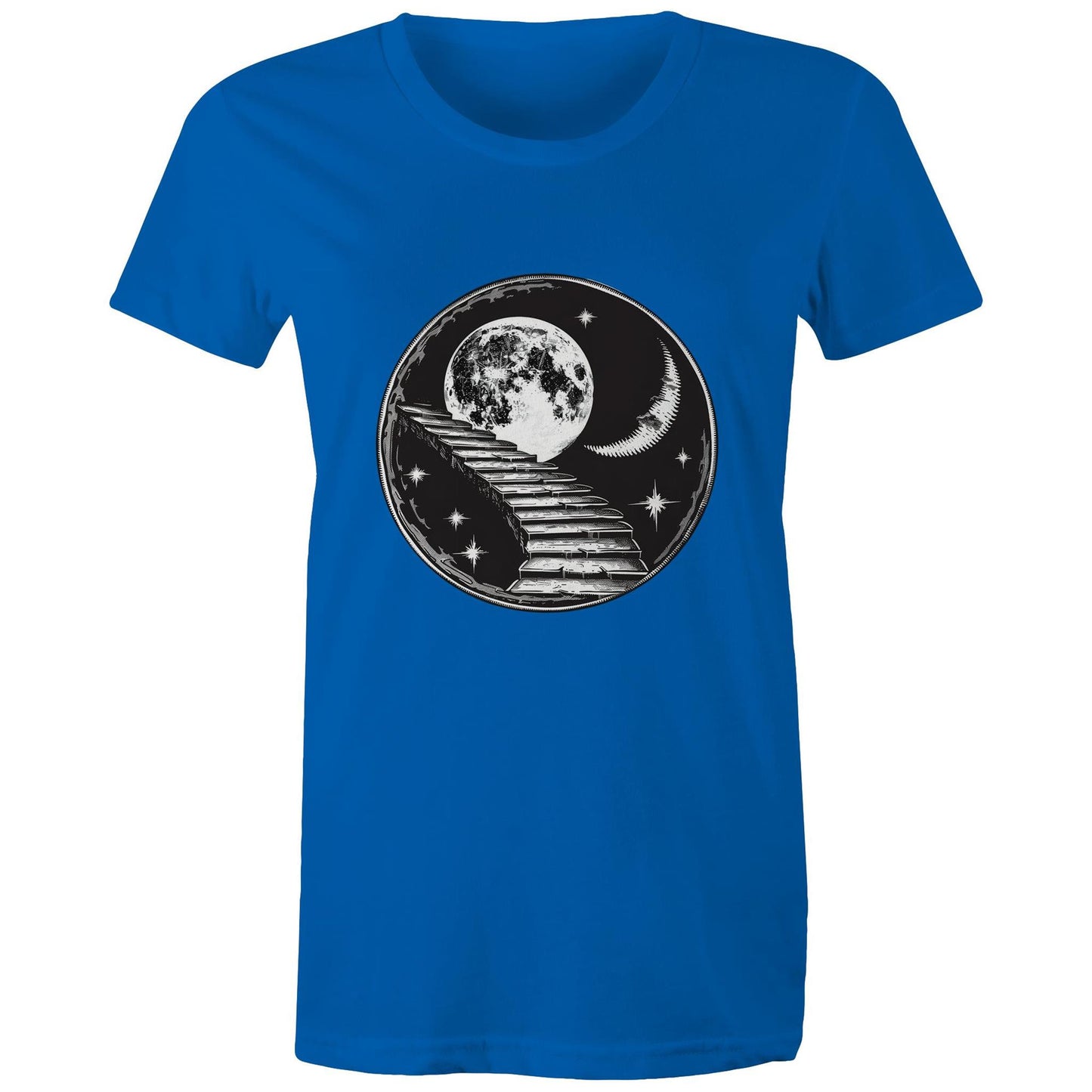 Women's Earthfolk T shirt - Stairway to the Moon - The Crescent Moon