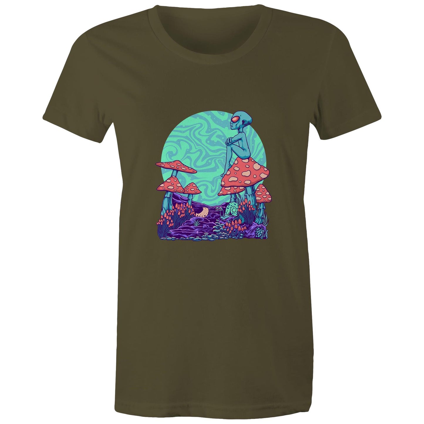 Women's Earthfolk T shirt - Trippy Vibes - The Crescent Moon