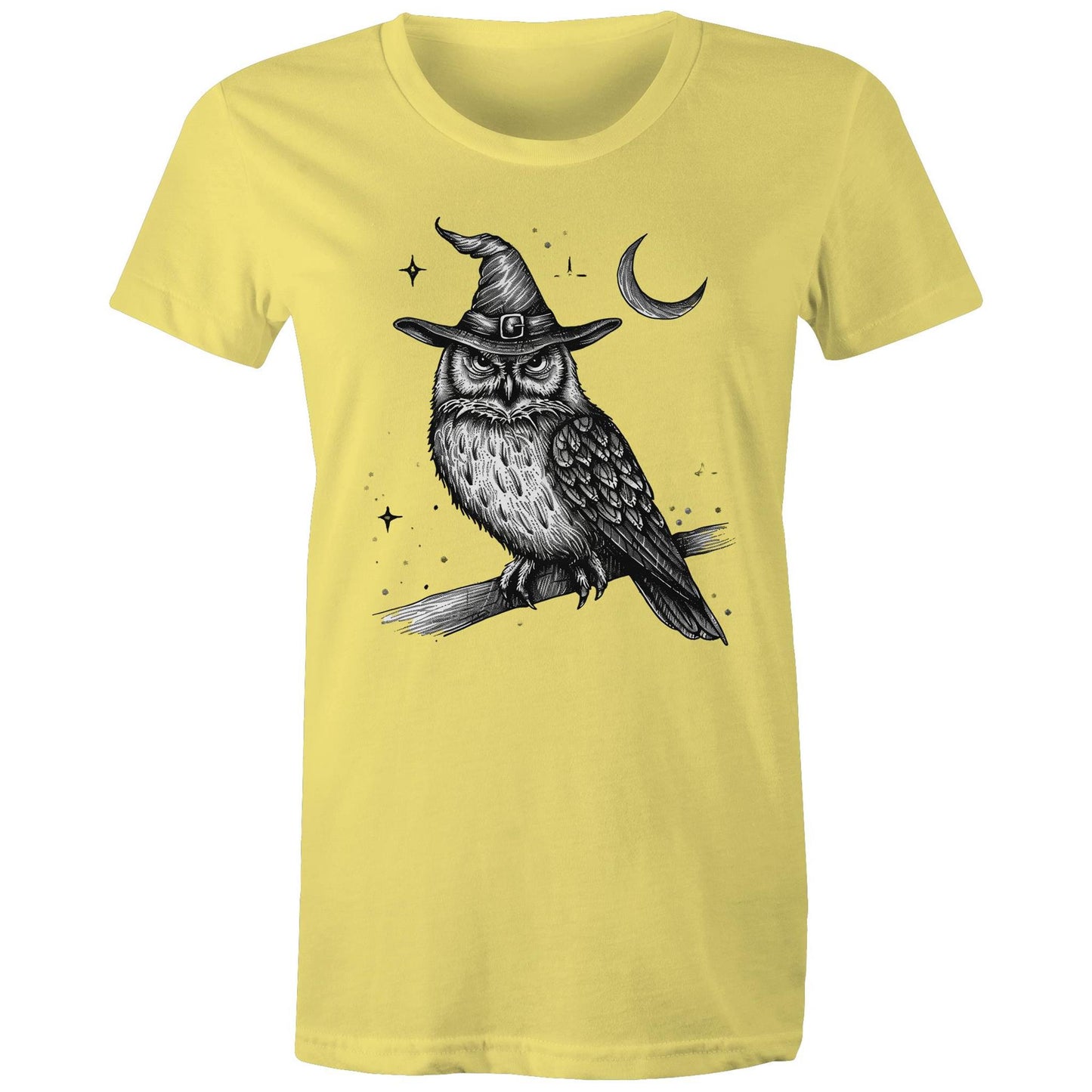 Women's Earthfolk T shirt - Owl magick - The Crescent Moon