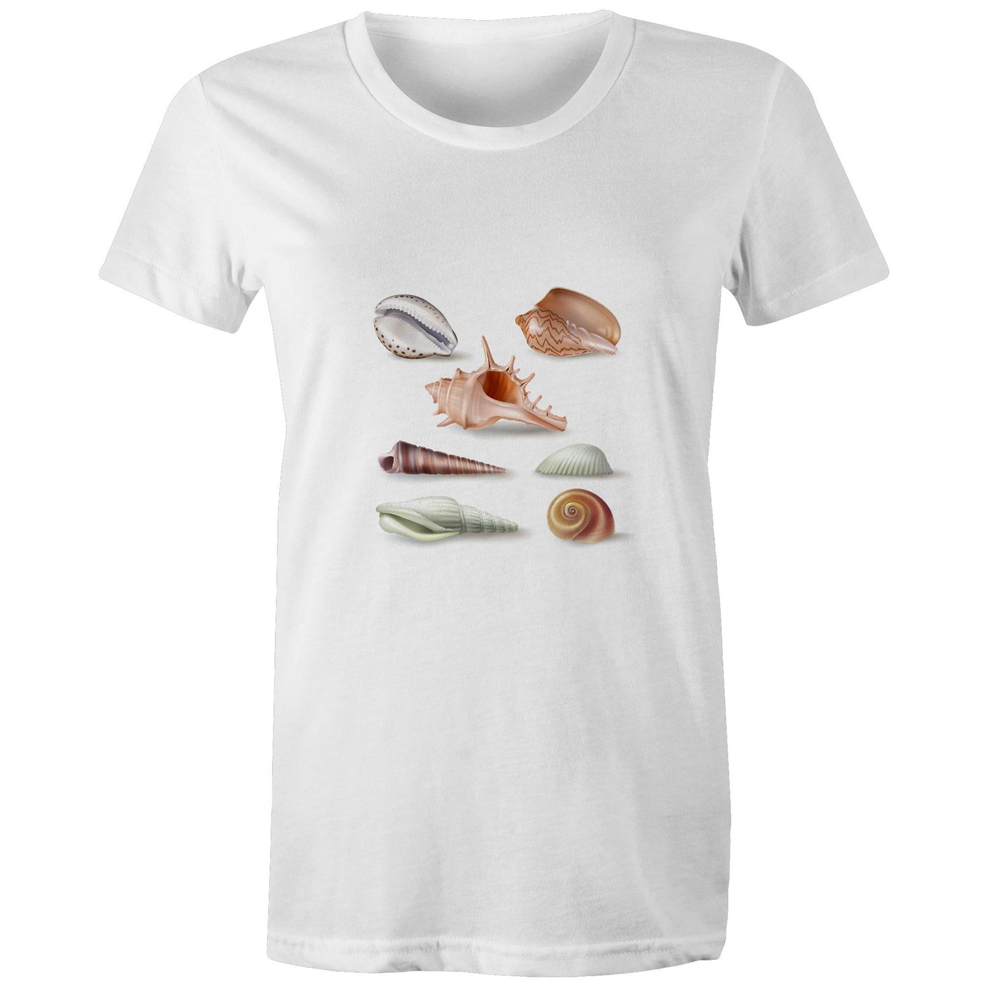 Women's Earthfolk T shirt - Shells - The Crescent Moon