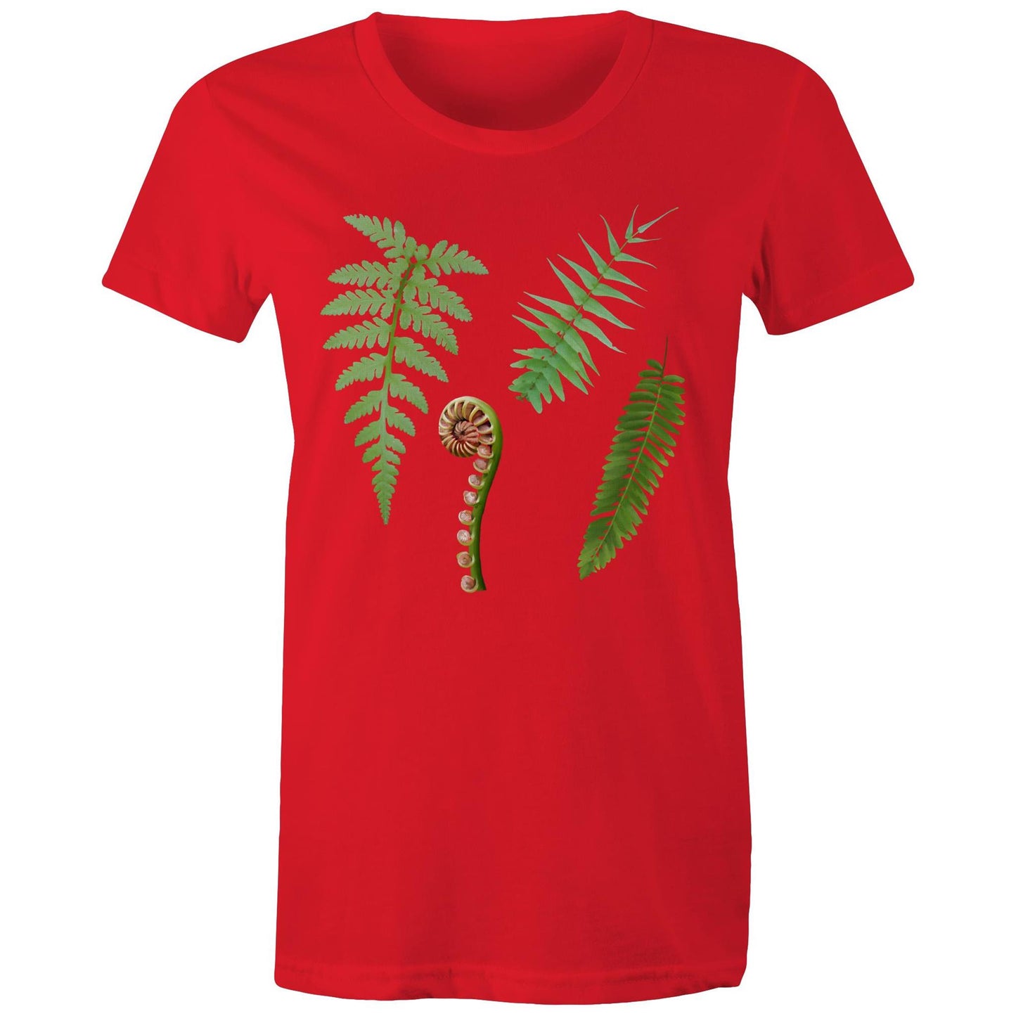 Women's Earthfolk T shirt -Ferns - The Crescent Moon