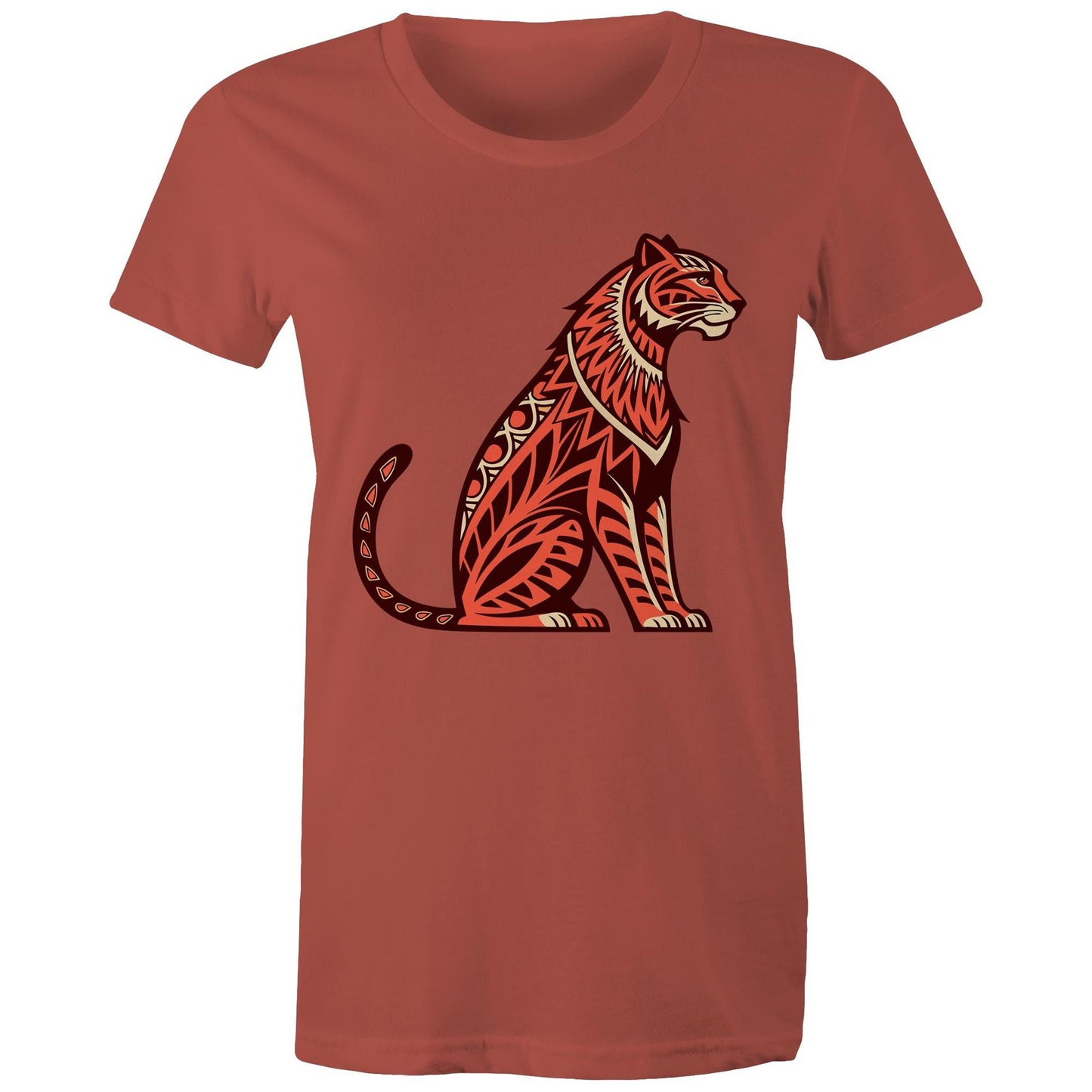 Women's Earthfolk Printed T shirt - Tribal Tiger - The Crescent Moon