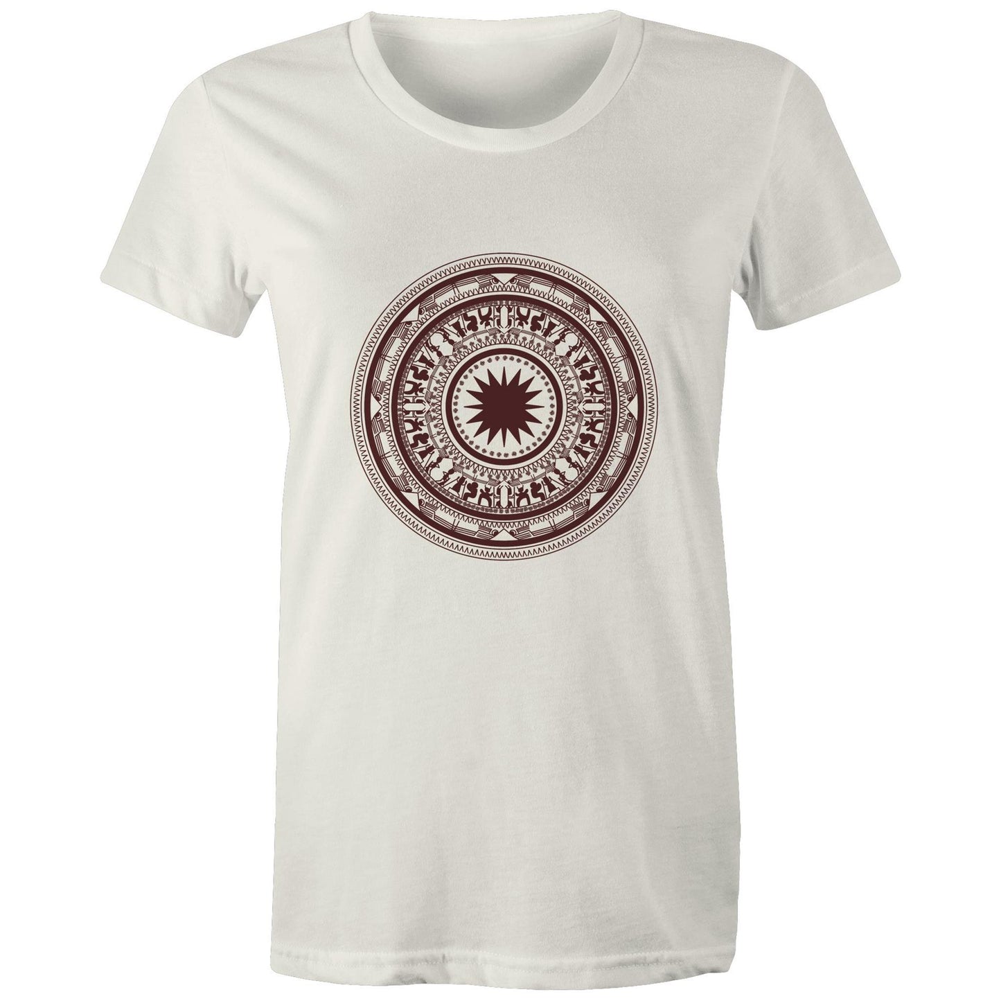 Women's Organic Earthfolk T shirt - Drumming Circle - The Crescent Moon