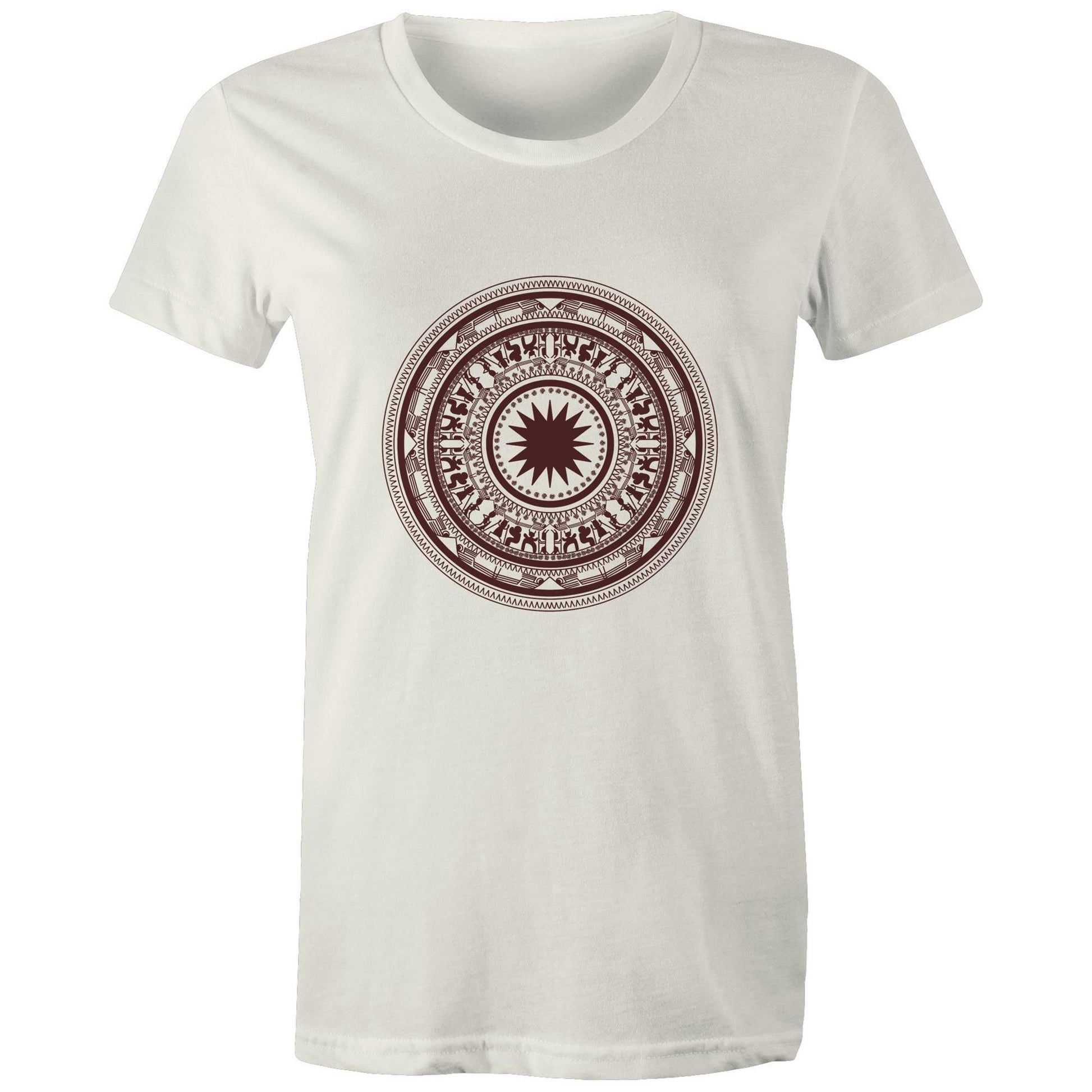 Women's Organic Earthfolk T shirt - Drumming Circle - The Crescent Moon