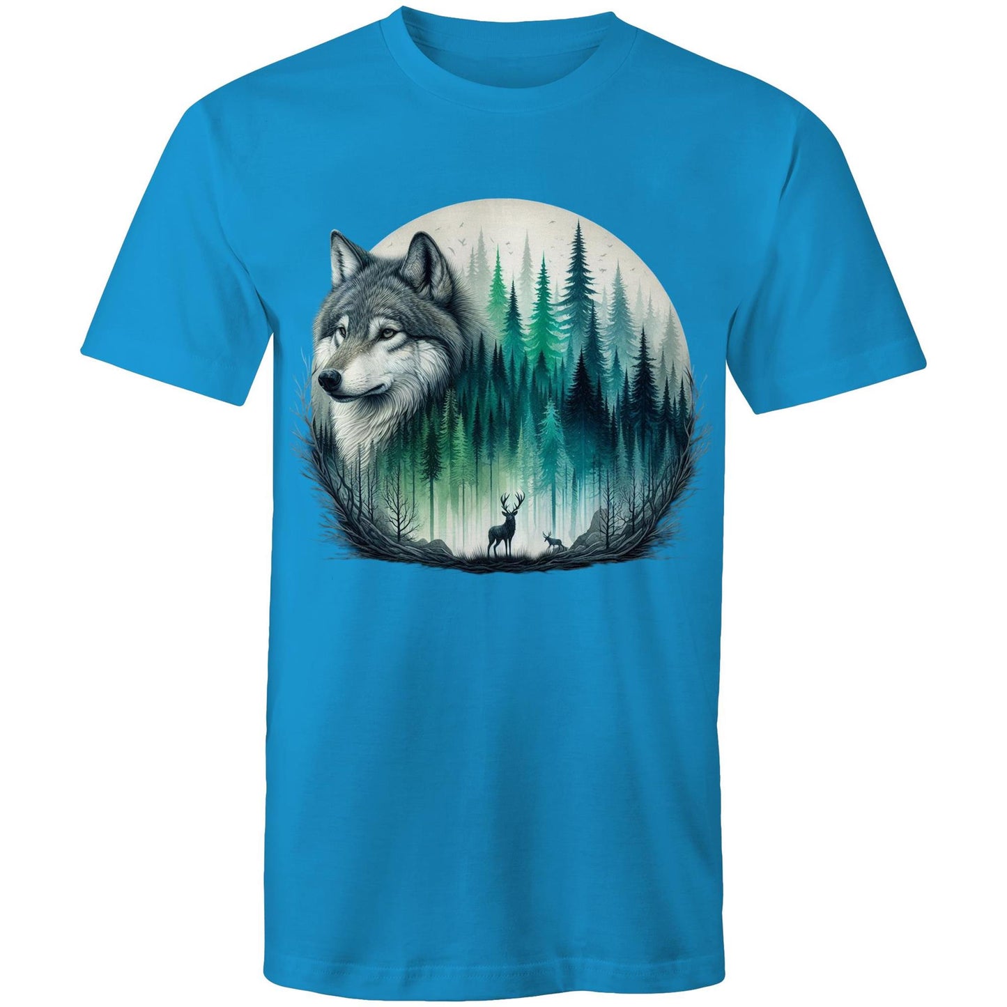Men's Earthfolk T shirt - Wolf Landscape - The Crescent Moon