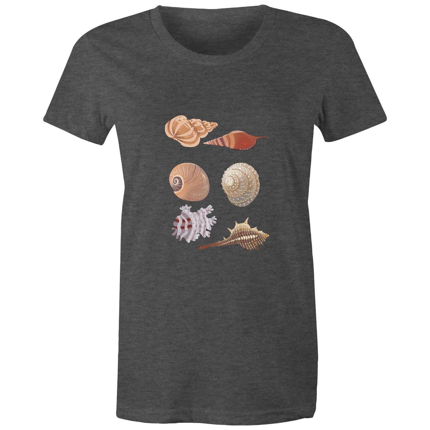 Women's Earthfolk T shirt - Sea Shells - The Crescent Moon
