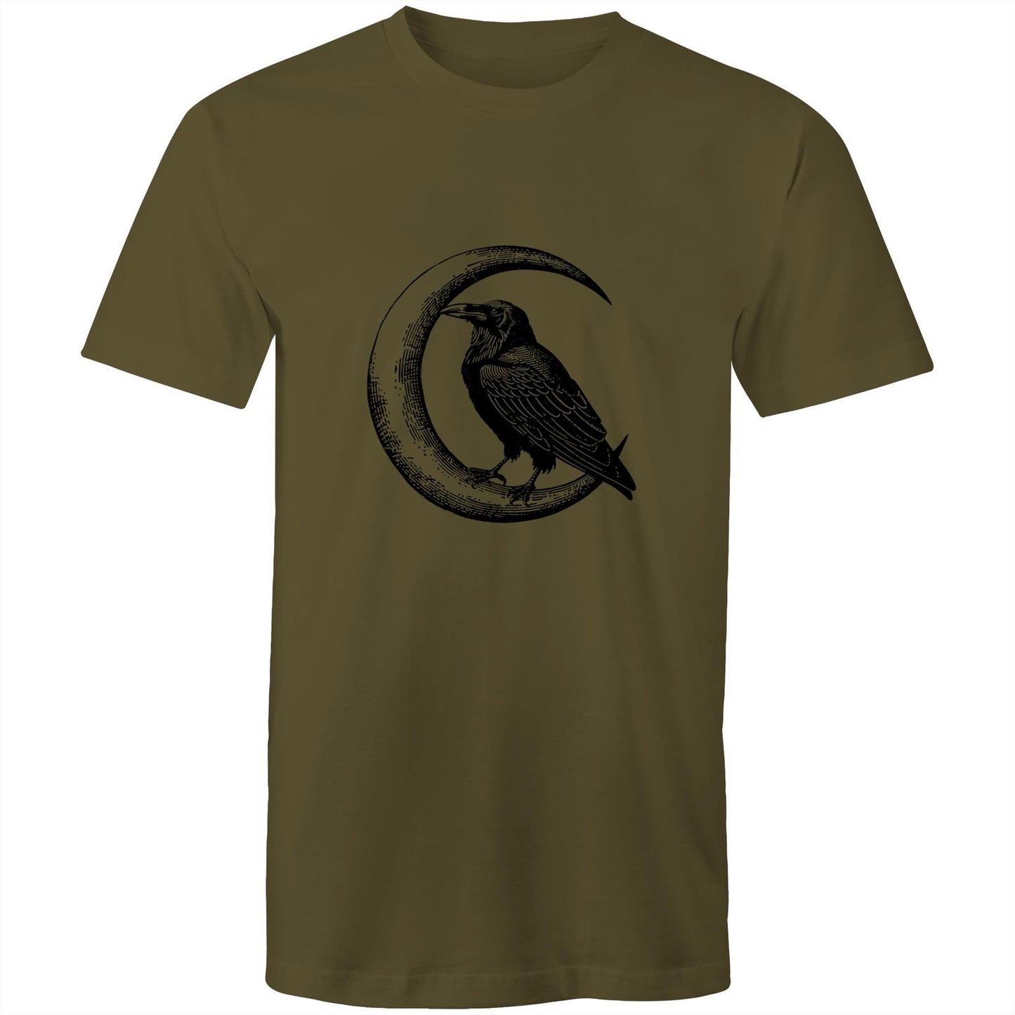 Men's Earthfolk Printed T shirt - Crow and Moon - The Crescent Moon