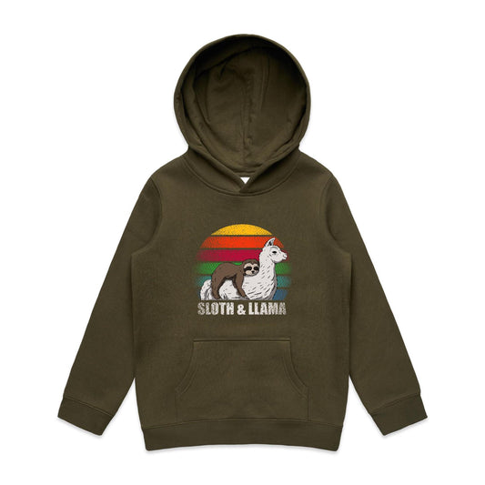 Kids Earthfolk Hoodie - Sloth and Llama - The Crescent Moon