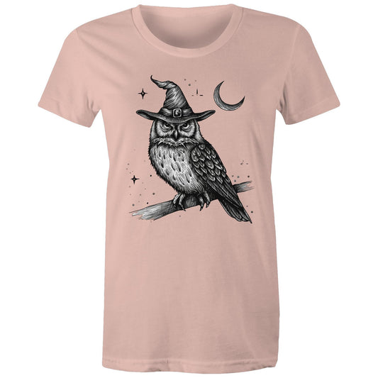 Women's Earthfolk T shirt - Owl magick - The Crescent Moon