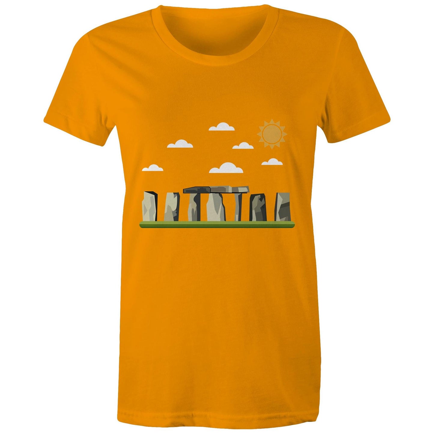 Women's Earthfolk T shirt - Standing Stones - The Crescent Moon