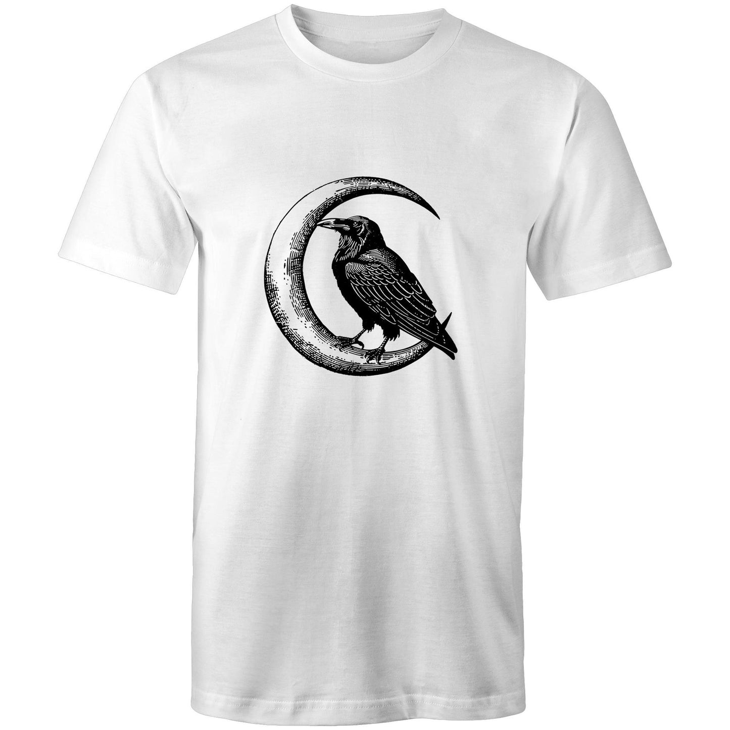 Men's Earthfolk Printed T shirt - Crow and Moon - The Crescent Moon