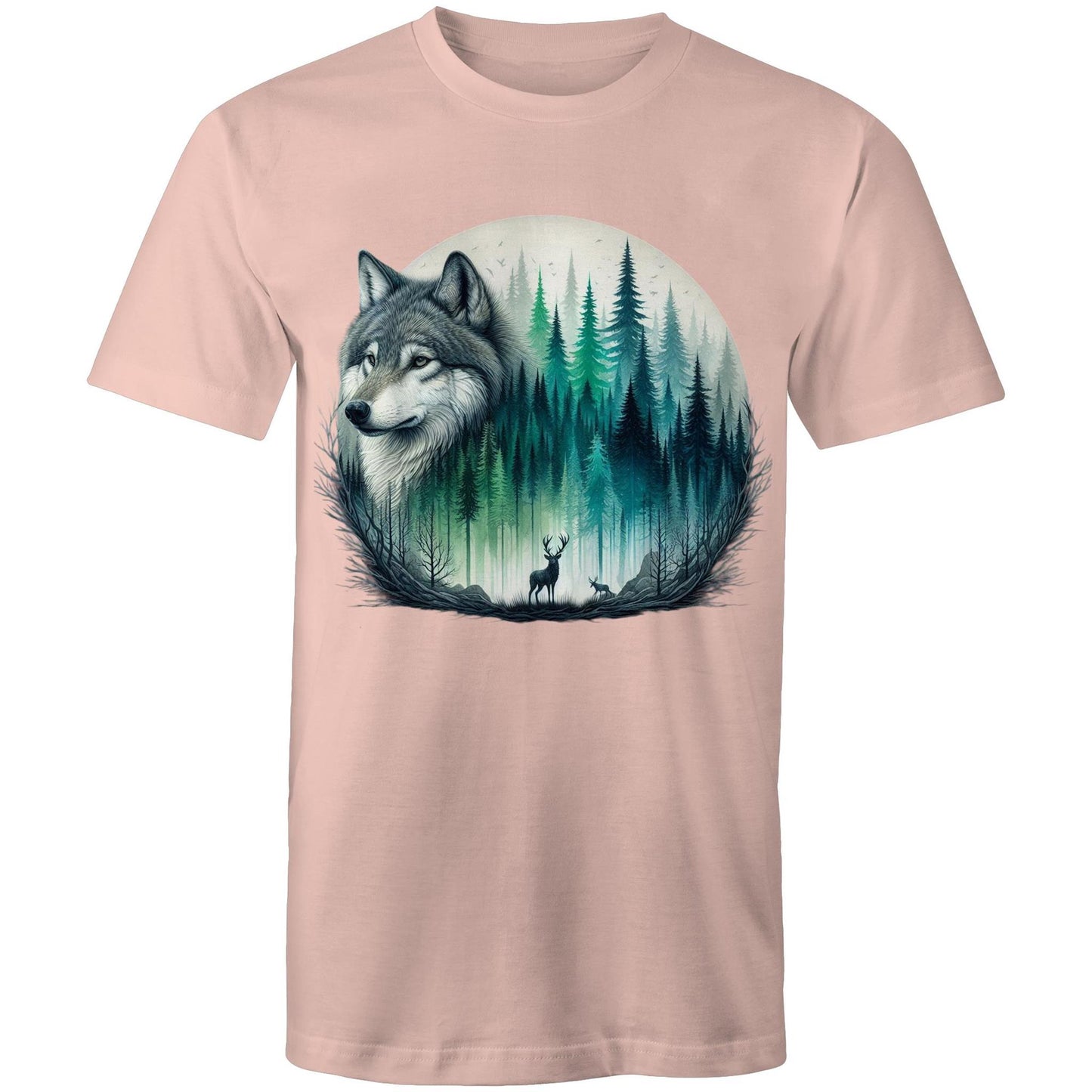 Men's Earthfolk T shirt - Wolf Landscape - The Crescent Moon