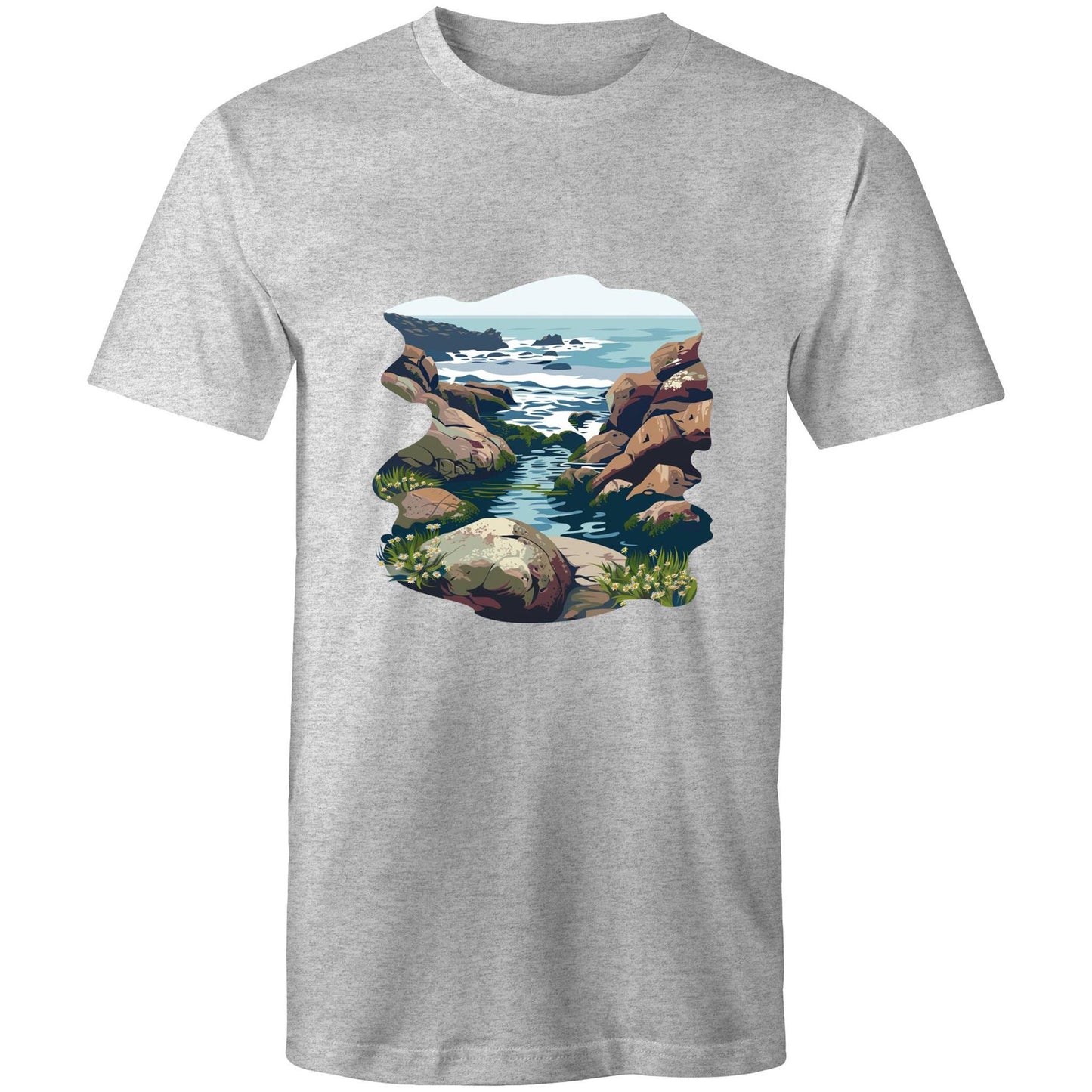 Earthfolk Printed T shirt - Mens Relaxed Fit - Rock Pool Rambles - The Crescent Moon