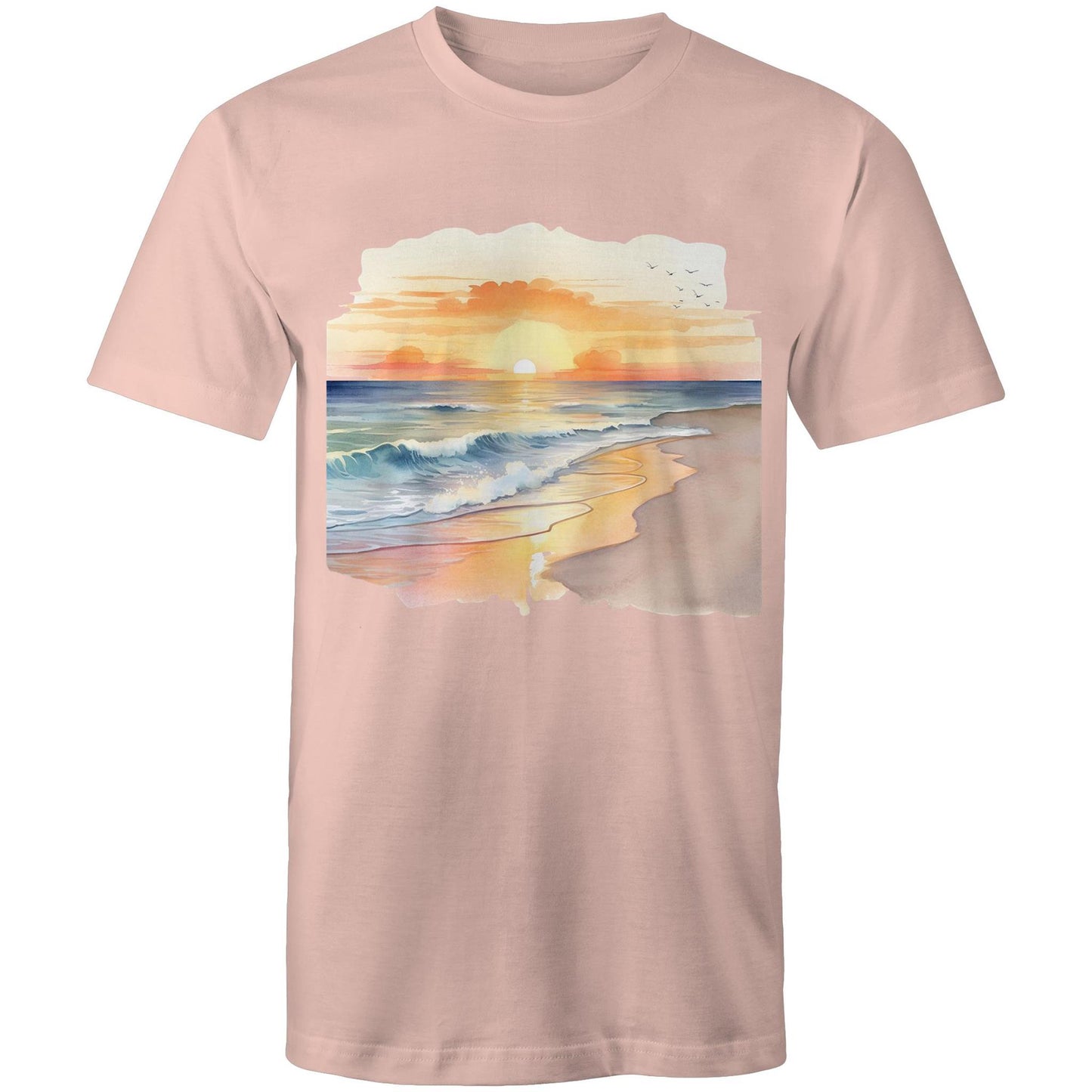 Men's Earthfolk Printed T shirt - Water colour Sunset - The Crescent Moon