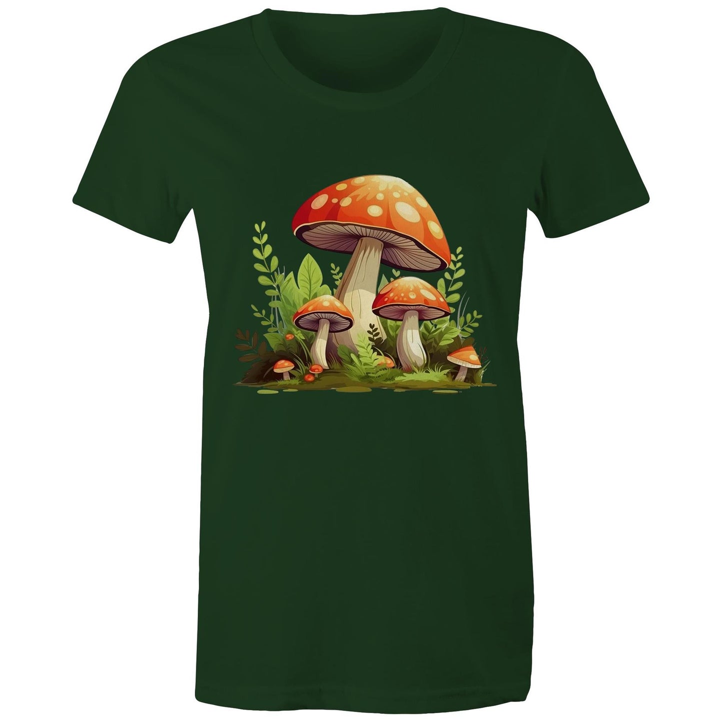 Women's Earthfolk Printed T shirt - Woodland Mushrooms - The Crescent Moon