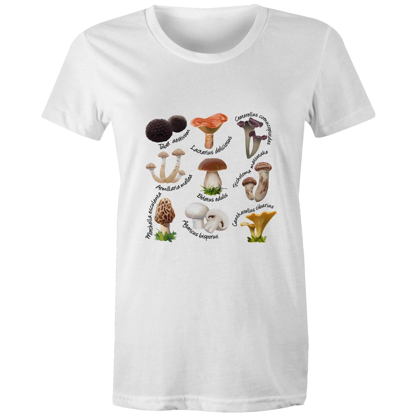 Earthfolk Printed Tshirt - Womens Relaxed Fit - Mushrooms - The Crescent Moon