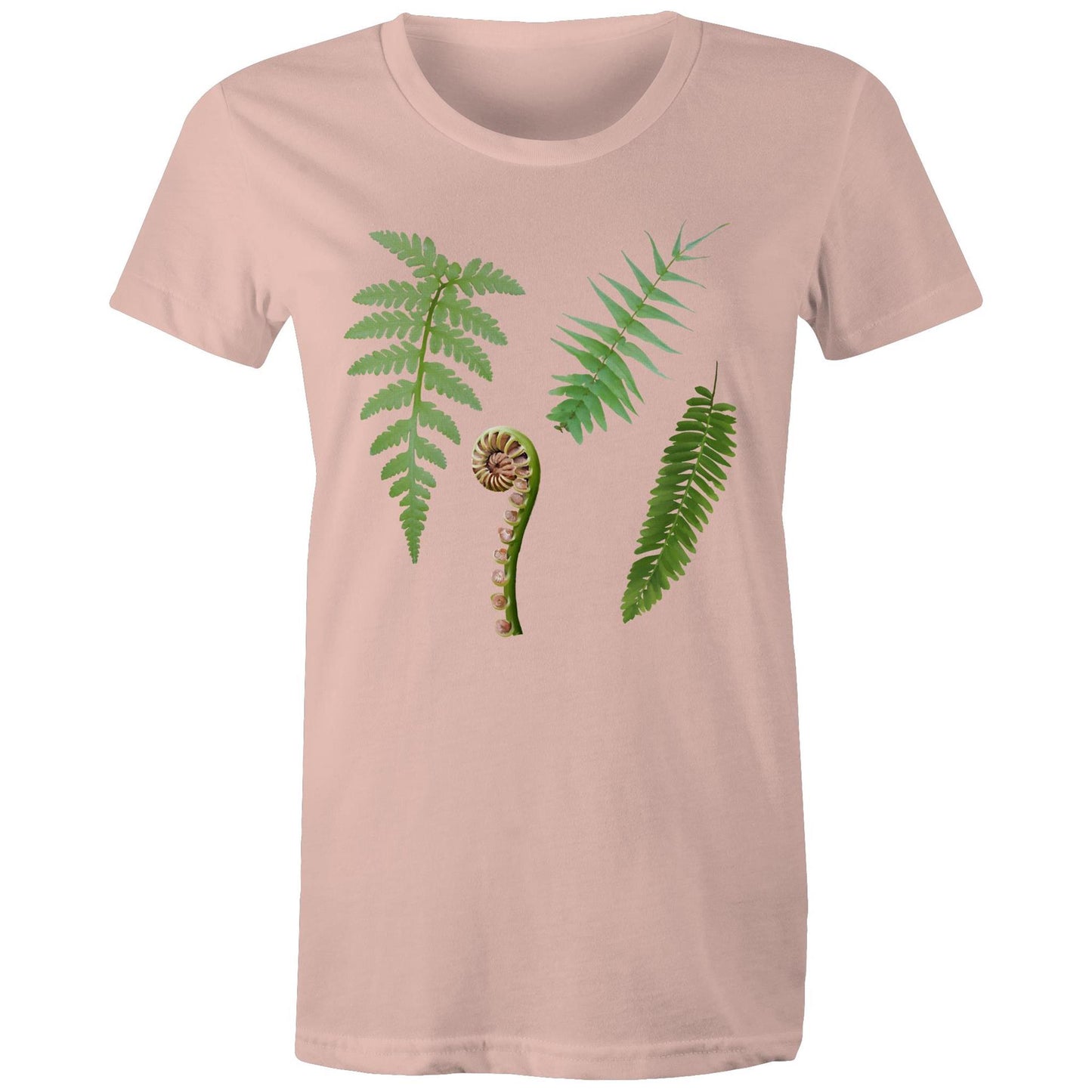 Women's Earthfolk T shirt -Ferns - The Crescent Moon