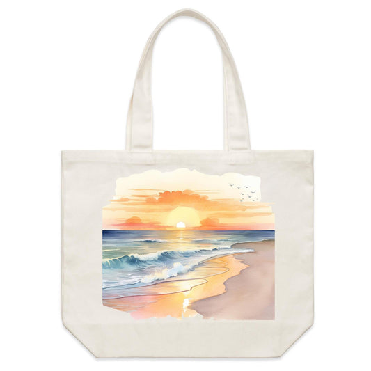 Earthfolk Canvas Tote Bag - Water Colour Sunset - The Crescent Moon