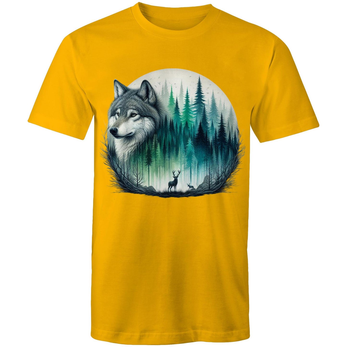 Men's Earthfolk T shirt - Wolf Landscape - The Crescent Moon