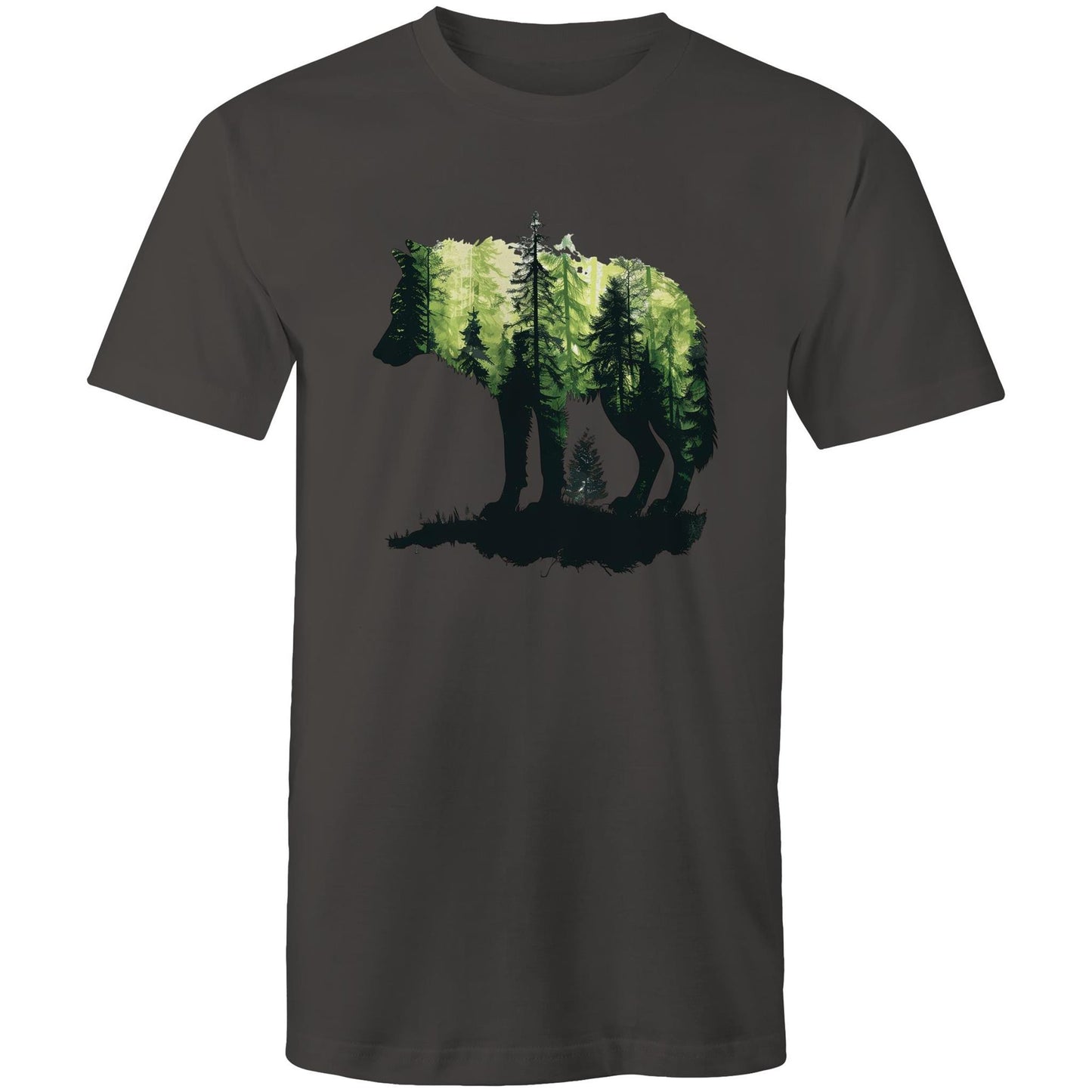 Men's Earthfolk T shirt Forest Wolf - The Crescent Moon