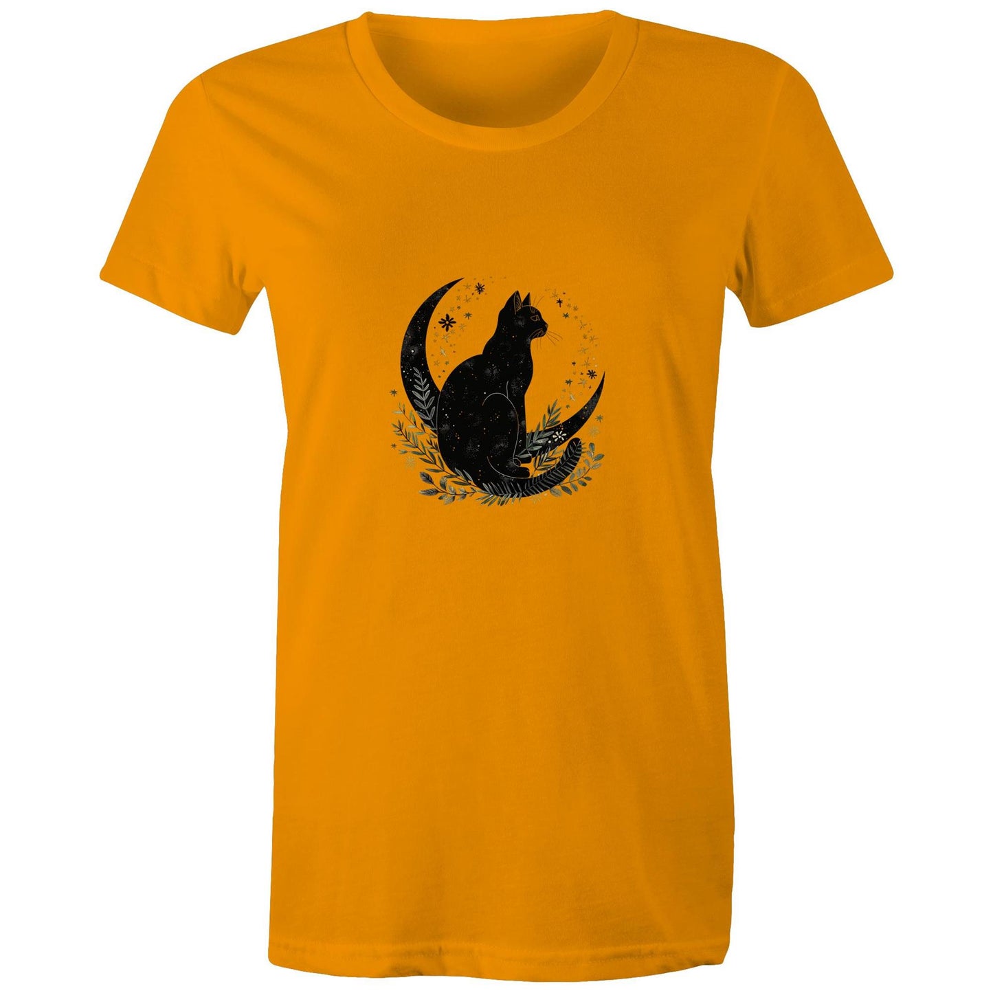 Earthfolk Printed T Shirt - Women's Relaxed Fit - Moon Cat