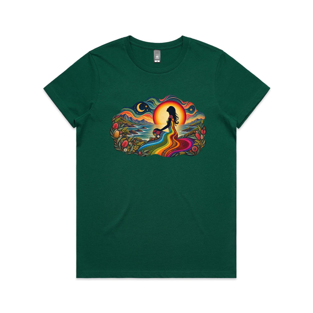 Womens Earthfolk Retro Rainbow Spirit T-shirt - Earthfolk Nature Tees