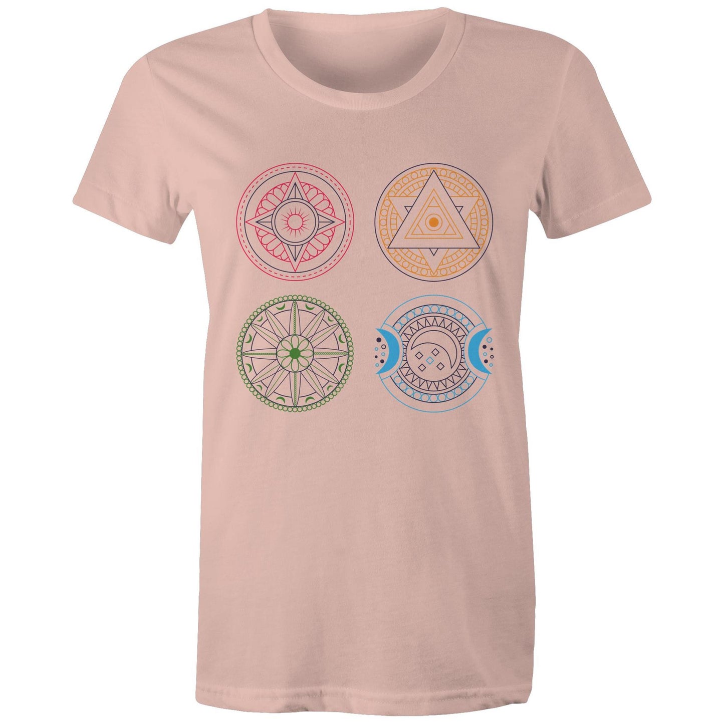 Women's Earthfolk Printed T shirt - Esoteric Mandala - The Crescent Moon
