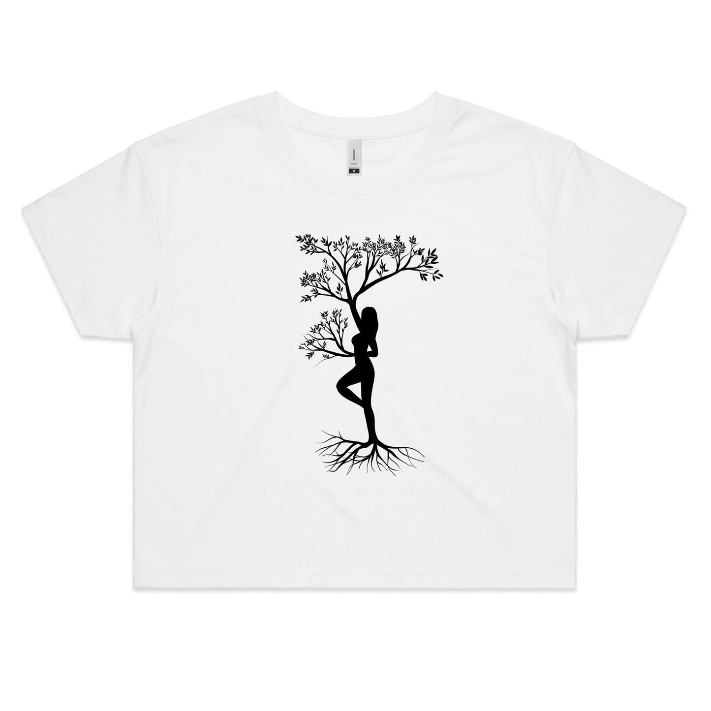 Earthfolk Printed T shirt - Womans Crop tee - Earth Goddess - The Crescent Moon