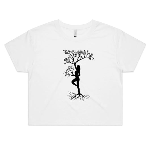 Earthfolk Printed T shirt - Womans Crop tee - Earth Goddess - The Crescent Moon