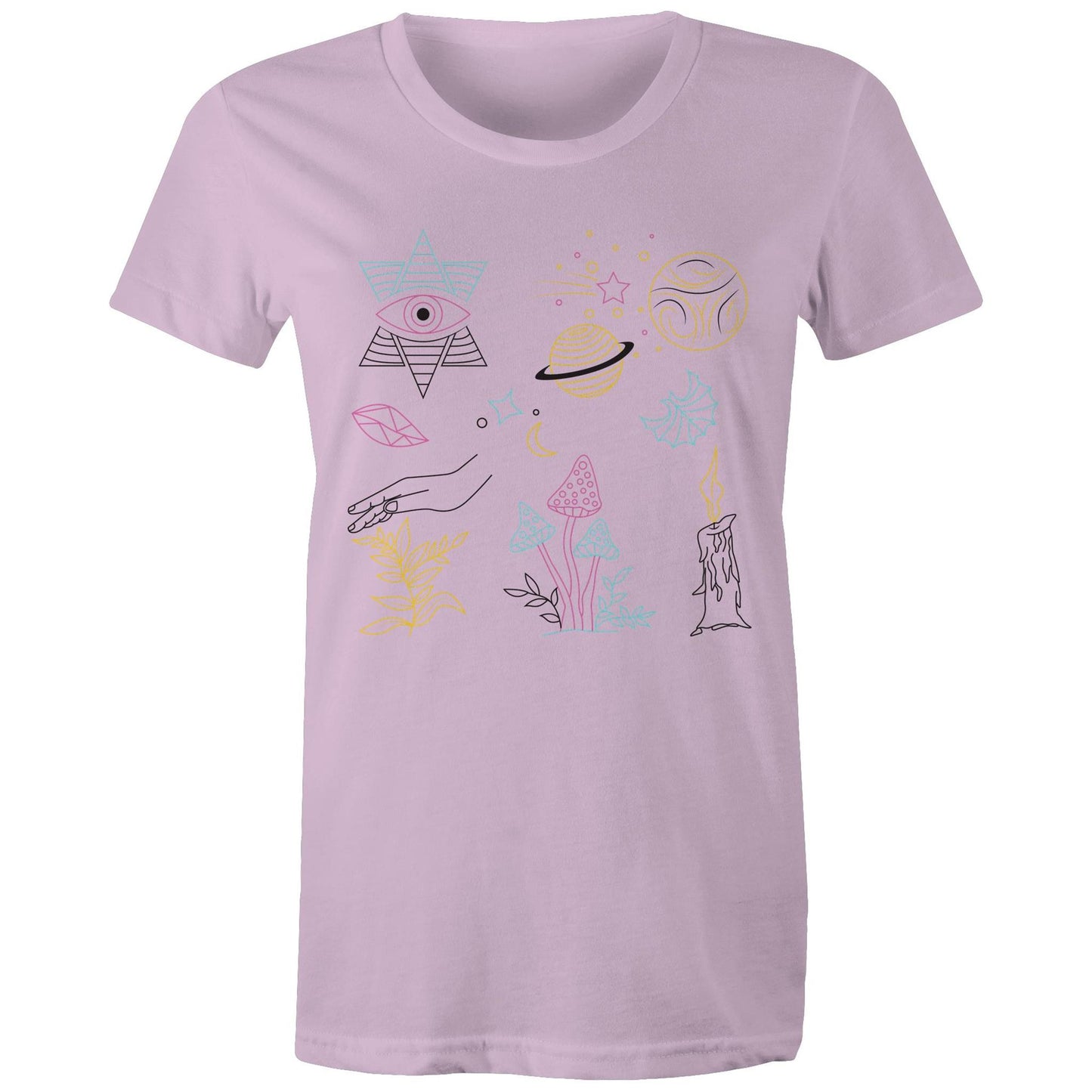 Women's Earthfolk T shirt - Mystic Symbols - The Crescent Moon