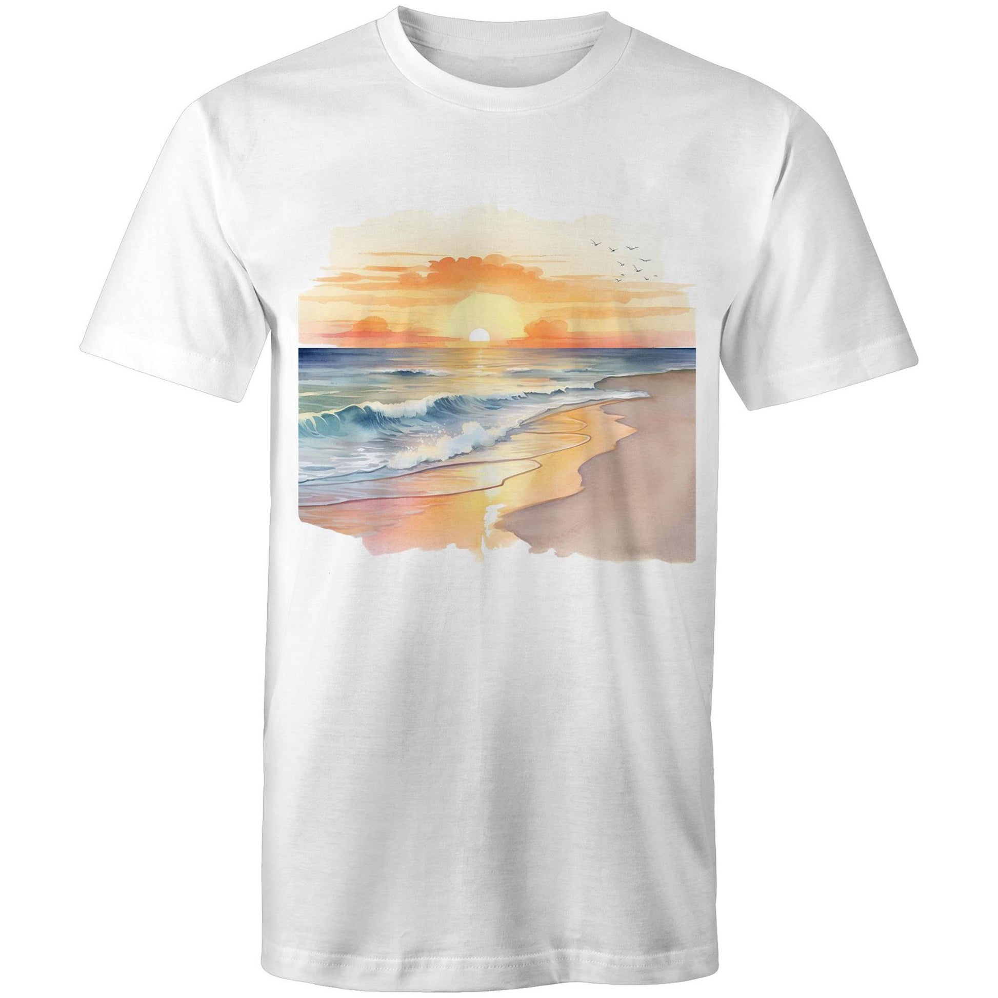 Men's Earthfolk Printed T shirt - Water colour Sunset - The Crescent Moon