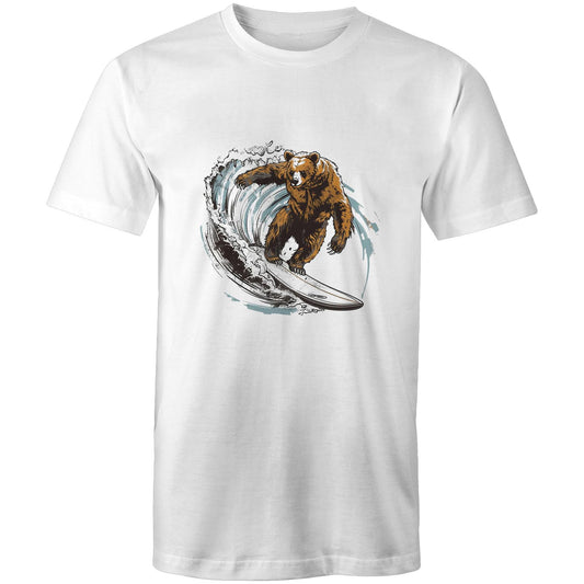 Men's Earthfolk T shirt - Grizzly Surfer - The Crescent Moon