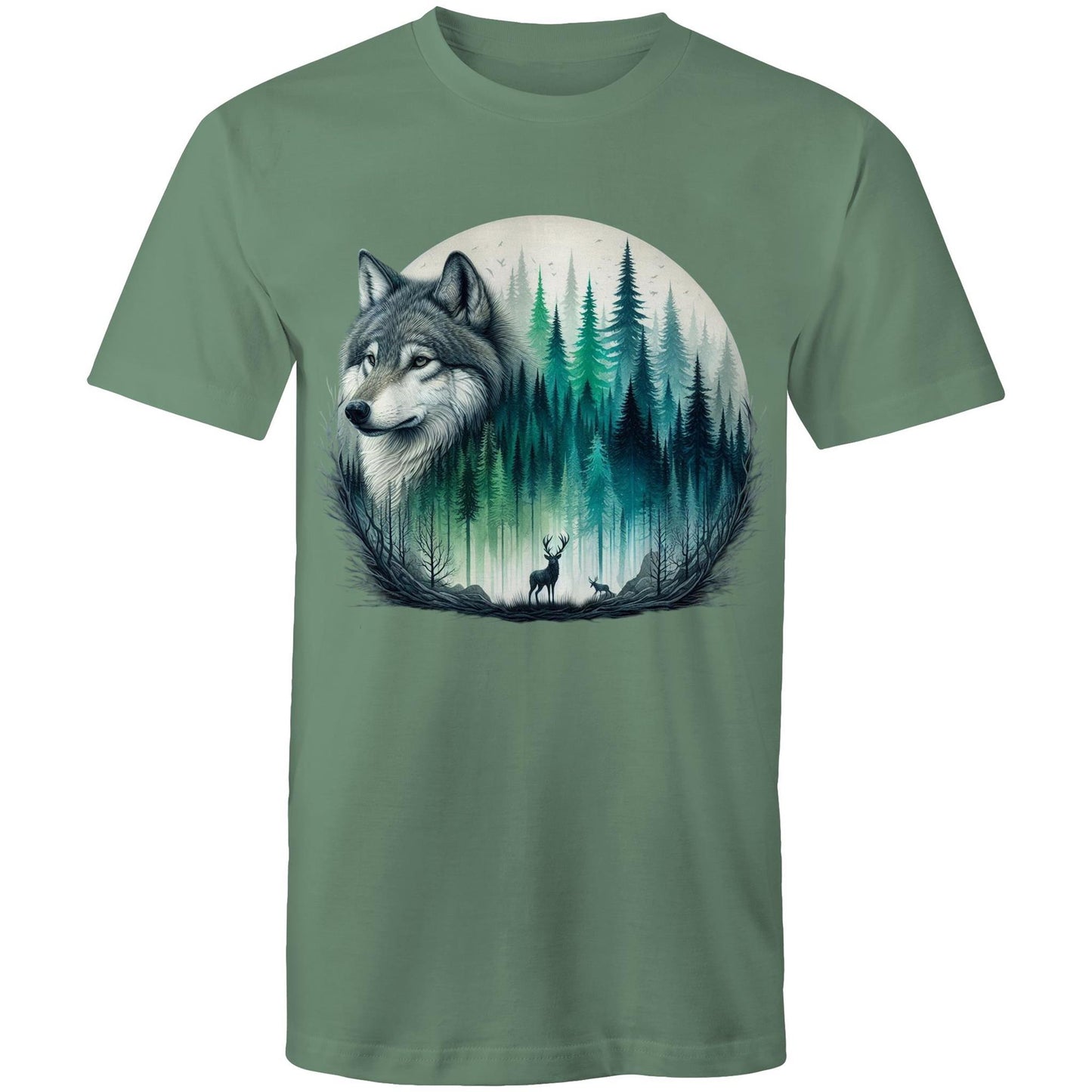 Men's Earthfolk T shirt - Wolf Landscape - The Crescent Moon